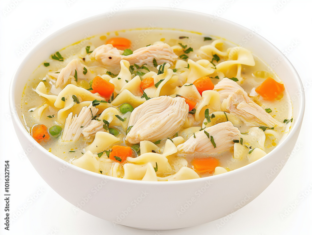 Wohltuende Hühnernudelsuppe mit Gemüse für gemütliche Frühlingstage Wohltuende Hühnernudelsuppe mit Gemüse für gemütliche Frühlingstage