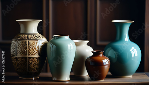 vintage ceramic vases handcrafted pottery collection classic decorative shapes traditional antique design