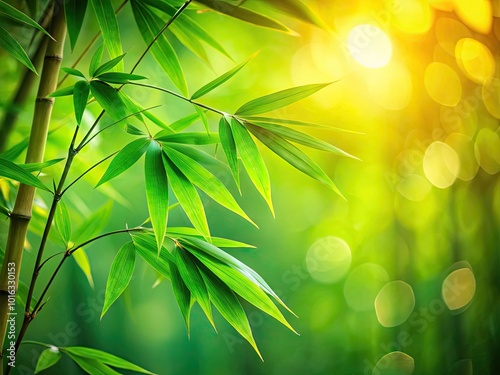 Lush Bamboo Leaves in Natural Greenery for Tranquil Aesthetic