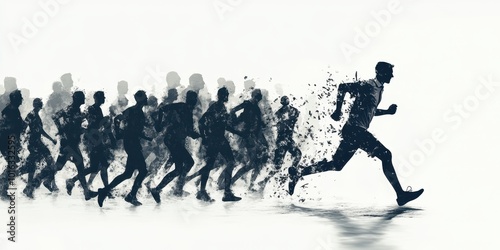 A dynamic illustration of a runner breaking away from a group, symbolizing speed, focus, and the pursuit of goals.