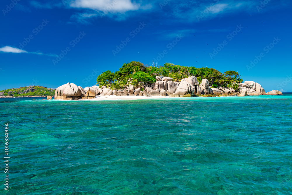 Amazing landscape of La Digue Island in the Seychelles Archipelago