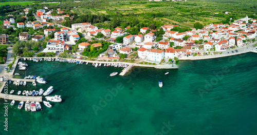 Aerial panoramic view of Petrcane Village near Zadar, Croatia photo