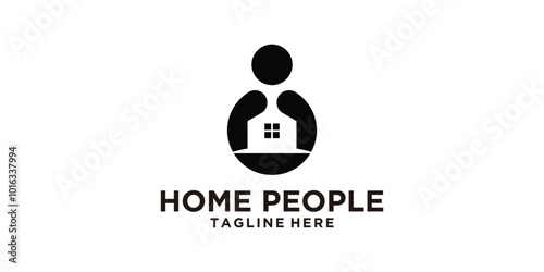 logo design combination of people and house shapes, real estate, contractors, architects, property, business, financial, investment, logo design vector, symbol, icon, ice, creative.