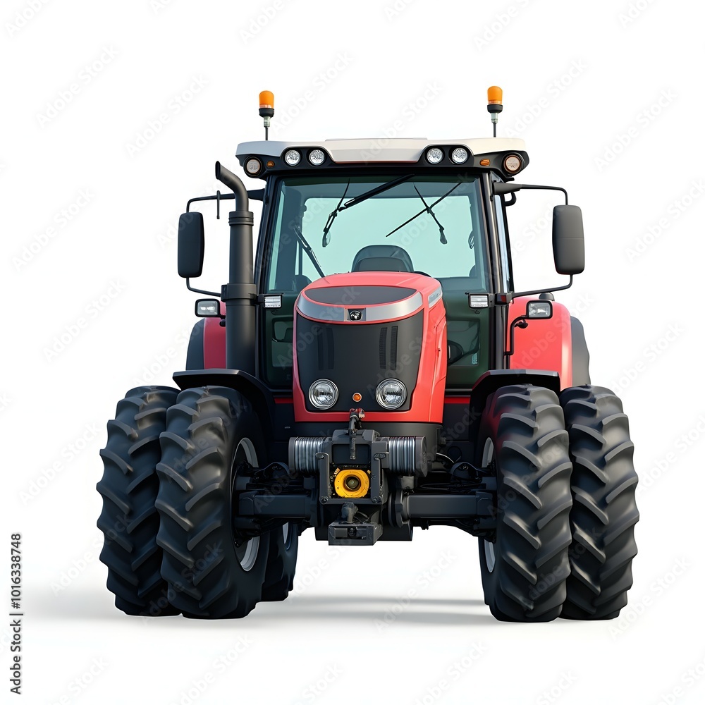 Obraz premium Powerful Red Agricultural Tractor for Modern Farming Operations Featuring Advanced Technology and Heavy-Duty Performance