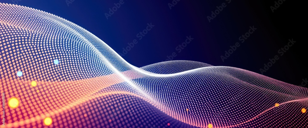 Abstract Digital Wave with Glowing Particles Abstract Digital Wave with Glowing Particles