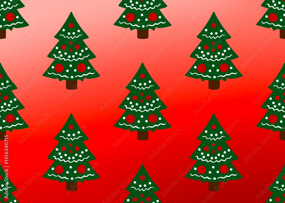 A set of Christmas trees. Seamless pattern with Christmas trees. Christmas pattern with Christmas trees on a red background.Happy New Year. A set of Christmas trees. Seamless pattern with Christmas trees. Christmas pattern with Christmas trees on a red background.Happy New Year.