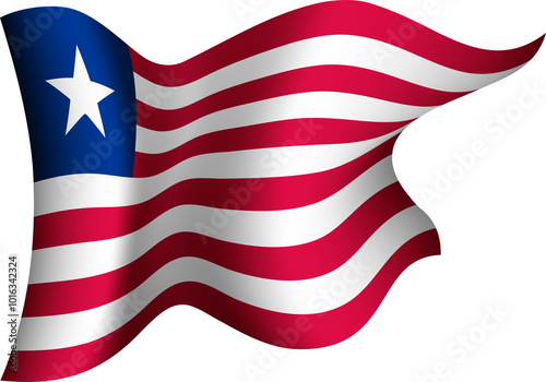 Liberia Realistic 3D Waving Flag