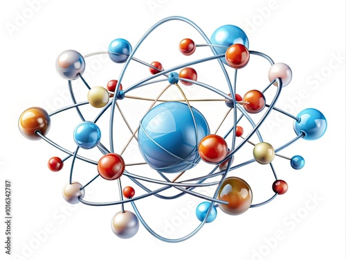 Molecule Model with Atoms and Electrons - Study of Organic and Inorganic Minerals Isolated on White Background