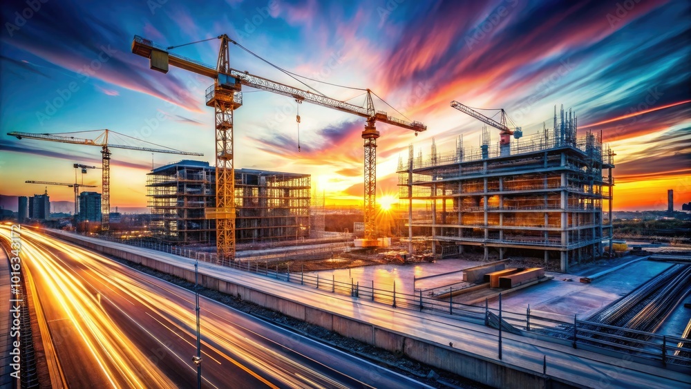 Morning Long Exposure at a Construction Site – Capturing the Essence of Urban Development Morning Long Exposure at a Construction Site – Capturing the Essence of Urban Development