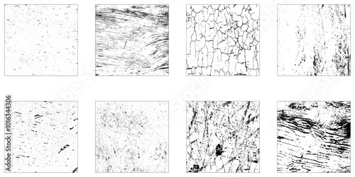 Collection of 8 grunge wall background. Crackle line and scratch on concrete and stone surface. Abstract vector