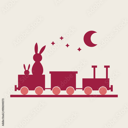 Spooky Halloween Train Under Full Moon with Flying Bats - Eerie Night Scene for Fantasy Designs