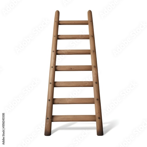 A wooden ladder with 7 rungs photo