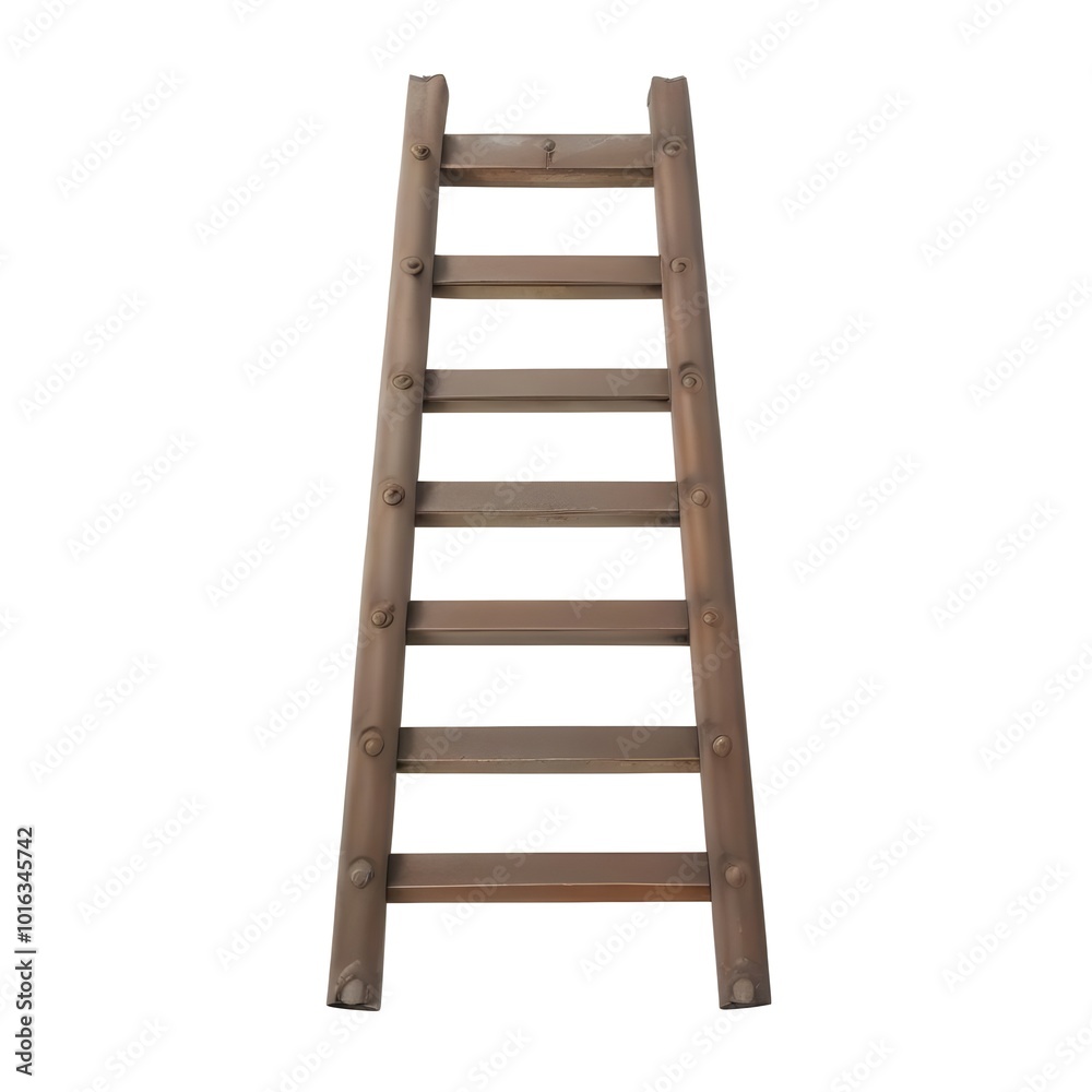 A metal ladder with 7 rungs A metal ladder with 7 rungs