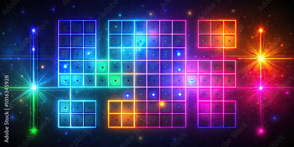 Night Photography of Sudoku Vector Set with Creative Neon Effects and Abstract Backgrounds Night Photography of Sudoku Vector Set with Creative Neon Effects and Abstract Backgrounds