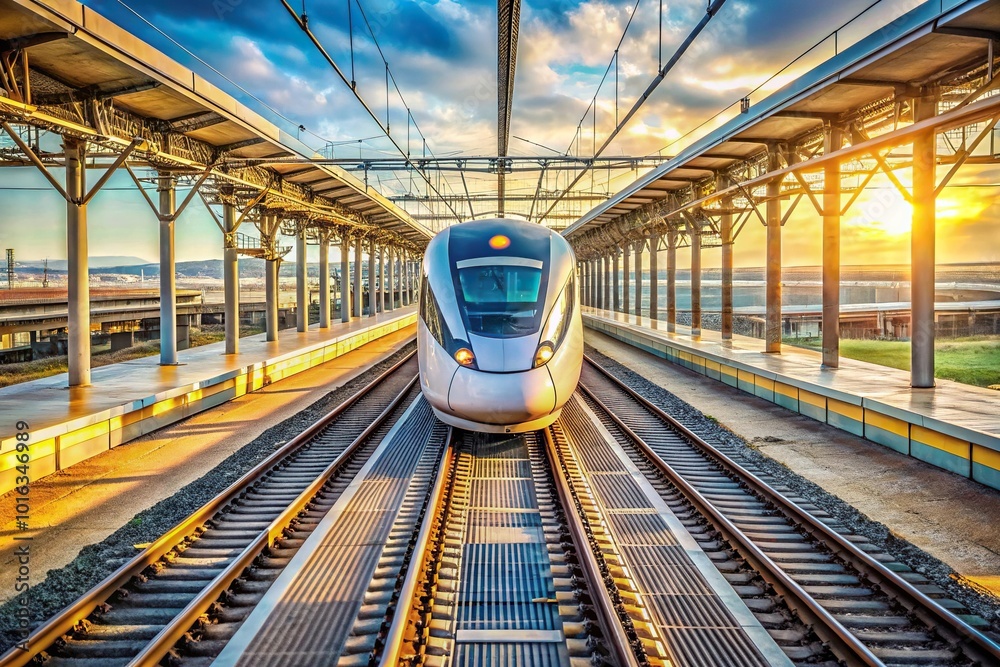Fototapeta premium High speed train arriving at Johannesburg airport