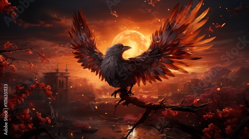 Phoenix, Fantasy scenery, Rebirth, Concept art, Illustration