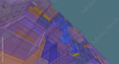 abstract modular architecture 3d rendering	
 photo