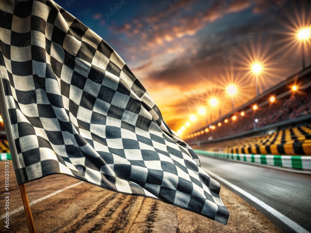 Realistic Wavy Racing Checkered Flag in 3D with High Depth of Field for ...