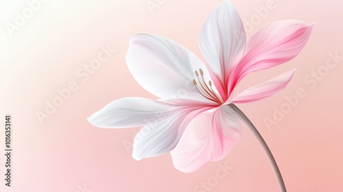 A beautiful flower showcases its pink and white petals gracefully in a minimalist design