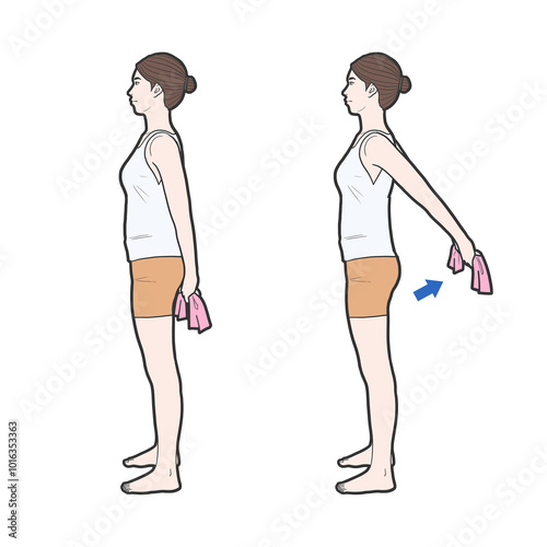 수건 어깨 신전 오십견 재활 운동 체조 스트레칭