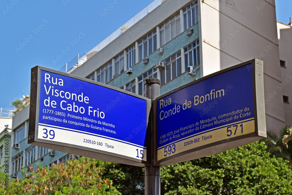 Street sign in the Tijuca neighborhood, Rio de Janeiro Brazil Street sign in the Tijuca neighborhood, Rio de Janeiro Brazil