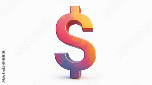 Vibrant Dollar Sign Isolated on Colorful Background – Artistic Currency Symbols for Financial and Business Themes