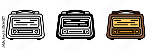 Antique Radio Icon, A vintage radio from the early 20th century, known for its wooden exterior and nostalgic broadcast sound.