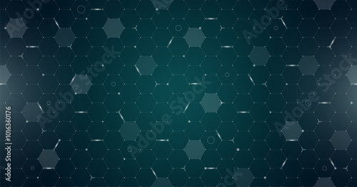 VR HUD futuristic interface hexagons grid. Digital UI screen hexagonal mesh. GUI hi tech visor seamless pattern. Spaceship head up display hex particles on dark green background. FUI Sci Fi dashboard