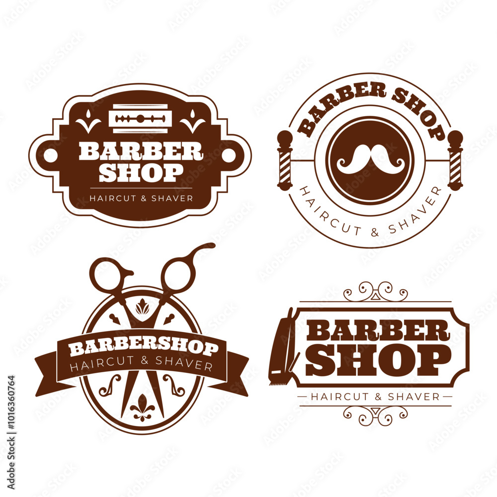 Obraz premium Vintage Barber Shop Logos Collection