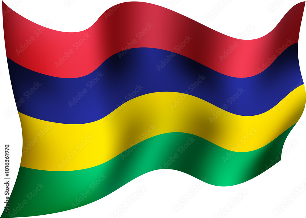 Fototapeta premium Mauritius Realistic 3D Waving Flag