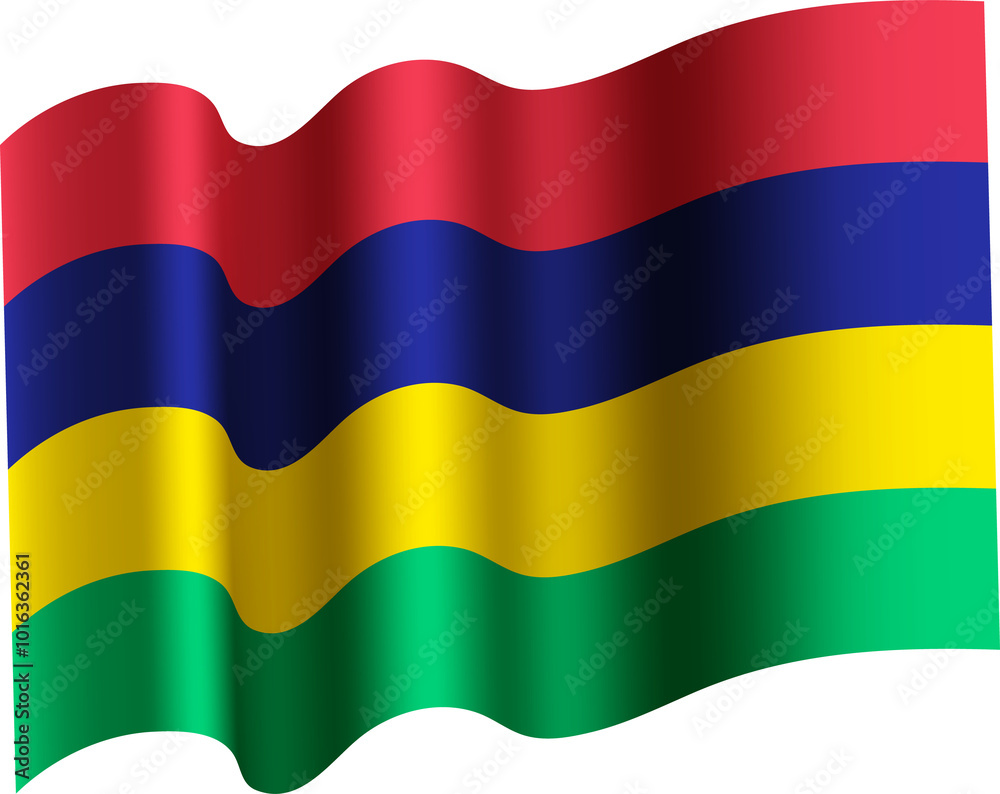 Fototapeta premium Mauritius Realistic 3D Waving Flag