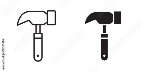 Hammer icon in solid and stroke style.