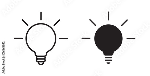 Light bulb icon in solid and stroke style.