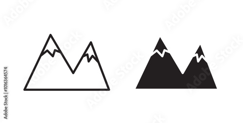 Mountain icon in solid and stroke style.