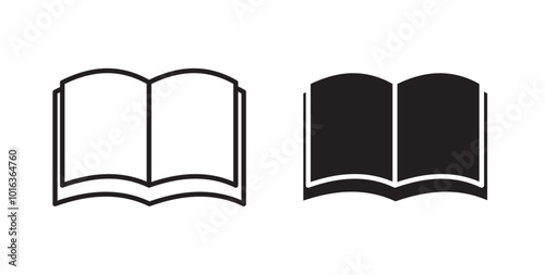 Open Book icon in solid and stroke style.