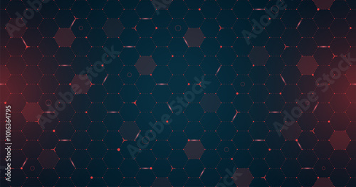 VR HUD futuristic interface hexagons grid. Digital UI screen hexagonal mesh pattern. GUI hi tech visor backdrop design. Spaceship head up display red hex lines on dark background. FUI Sci Fi dashboard