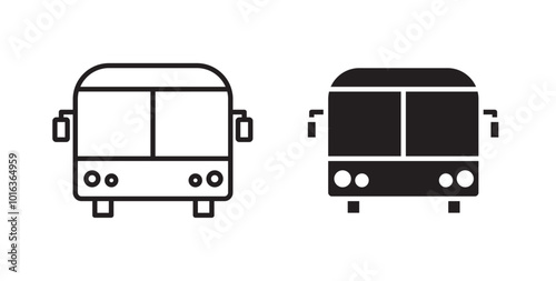 Bus icon in solid and stroke style.