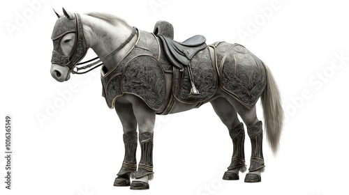 horse in armour on transparent background photo