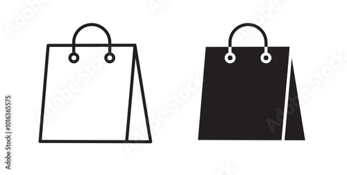 Shopping bag icon in solid and stroke style.