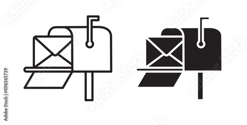 Mailbox icon in solid and stroke style.