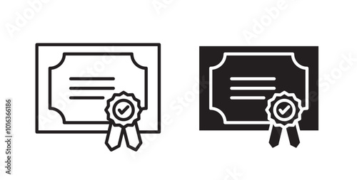 Certificate icon in solid and stroke style.