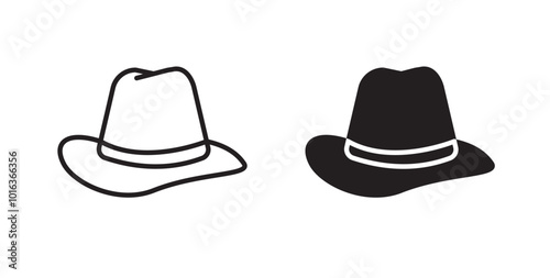 Hat icon in solid and stroke style.