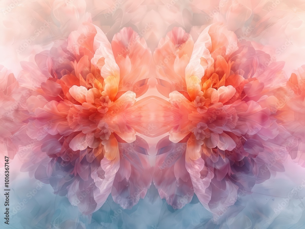 Balance and harmony depicted through symmetrical compositions, serene and elegant, Digital, Soft tones, Illustration, Equilibrium