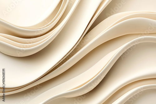 Abstract background with smooth, flowing, cream-colored waves creating a layered and textured pattern.
