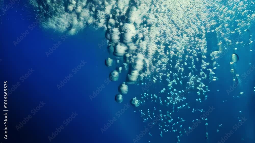 Lots of bubbles under the water. Lots of bubbles under the water.