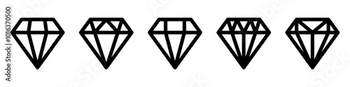 Diamond icon. Big collection quality diamonds. Linear diamond style and silhouette Vector illustration