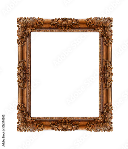 Obraz na płótnie Antique golden picture frame isolated on white background. w salonie