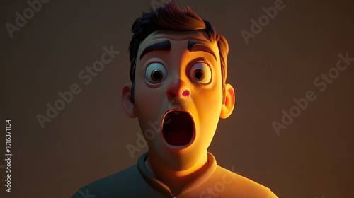 3D Shocked, Scared, Amazed Cartoon Character photo