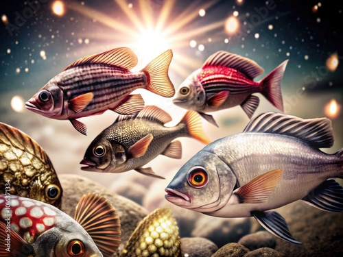 Stunning Vector Illustration of Sea Fish in Low Light Photography Style photo