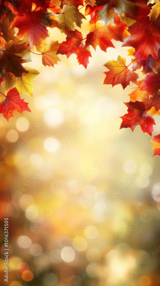 Blurred sunlight with autumn maple leaves Blurred sunlight with autumn maple leaves